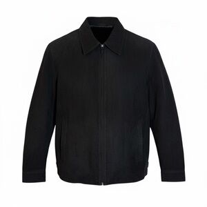 Vintage Syllables System Black Micro Suede Zip Jacket Quiet Luxury Minimal